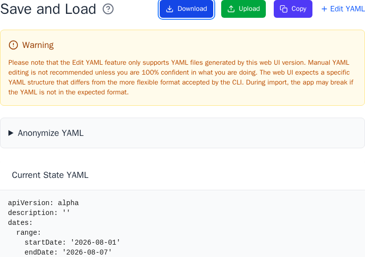 Download and upload controls on Save and Load