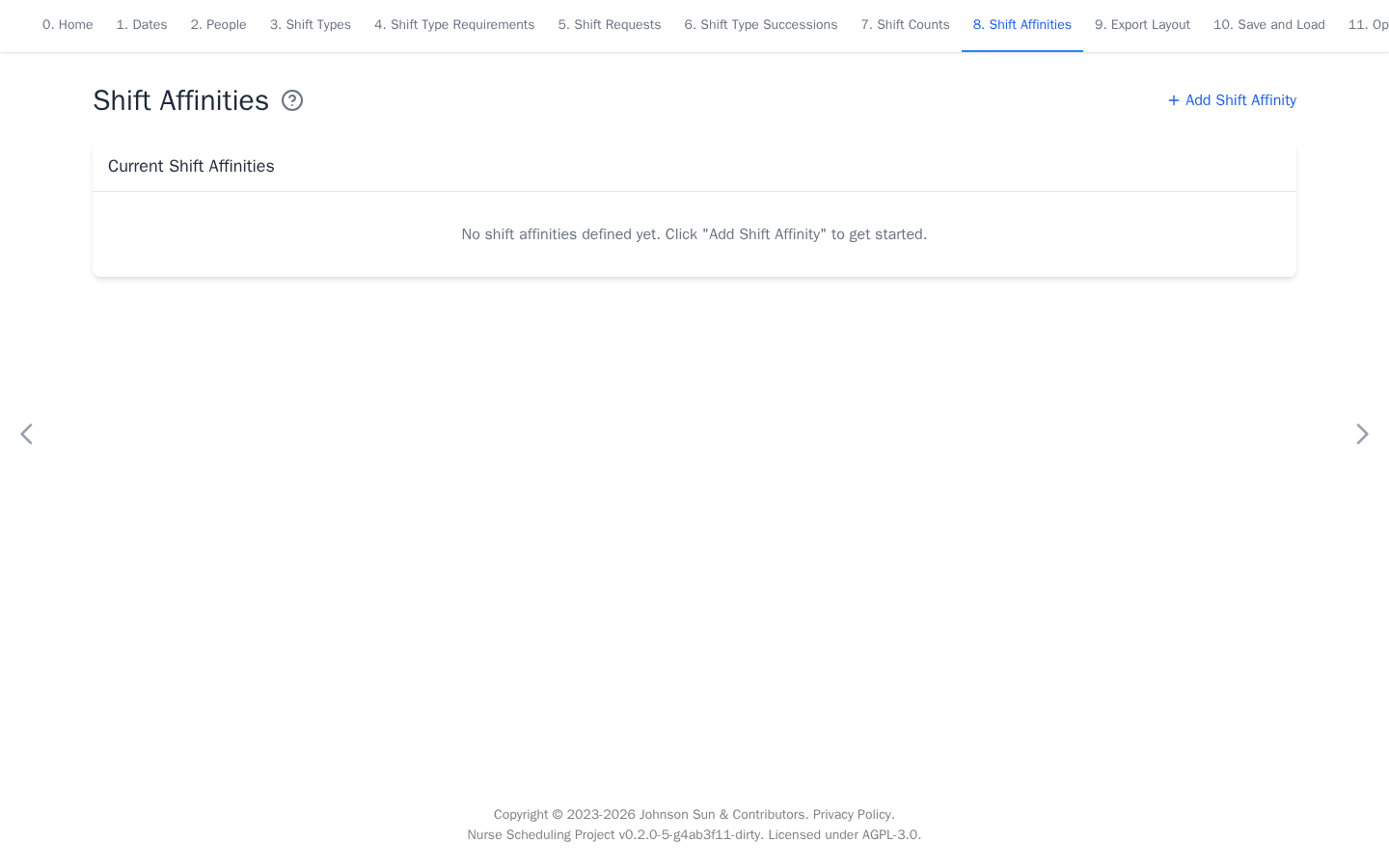 Empty affinity page for a real scenario that does not need pairing rules